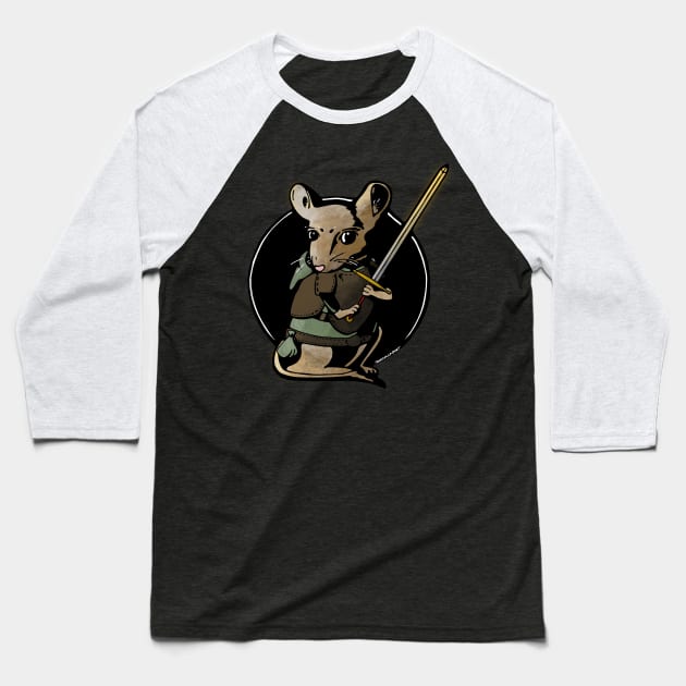 Teeny Mouse Warrior Baseball T-Shirt by Izzy Peters